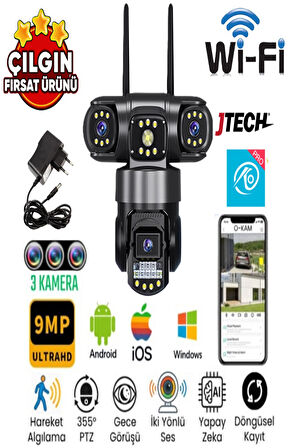 O-KAM 6030 (3MP+3MP+3MP) 9MP Wi-fi 3 Lens Alert PTZ