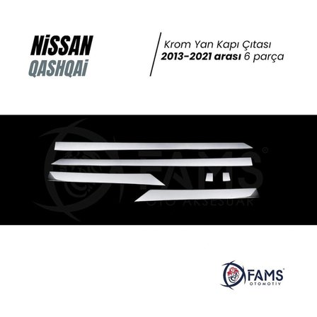 Nissan Qashqai Krom Yan Kapı Çıtası 6 Prç. 2013-2020 P. Çelik