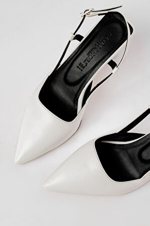 Mengü ST-002 Beyaz Cilt Günlük 7 cm Topuklu Kadın Ayakkabı