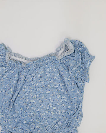 Çocuk Kız Çiçekli Şort ve Bluz Takımı