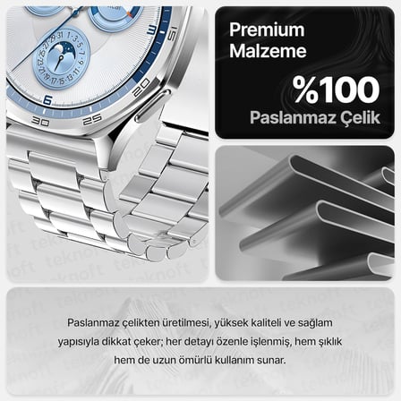 22mm ile Uyumlu Saatler için Paslanmaz Çelik 46mm Baklalı Kordon HUAWEI Watch (GT6 Pro/GT6/GT5 Pro/GT5/GT4/Watch 4 Pro/GT3/GT3 Pro/GT2/GT2 Pro)
