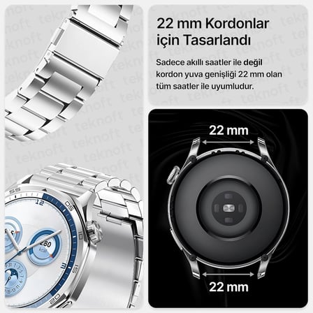 22mm ile Uyumlu Saatler için Paslanmaz Çelik 46mm Baklalı Kordon HUAWEI Watch (GT6 Pro/GT6/GT5 Pro/GT5/GT4/Watch 4 Pro/GT3/GT3 Pro/GT2/GT2 Pro)