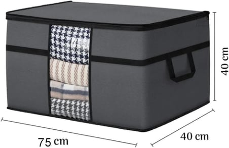 6 Adet Pencereli Yastık Saklama Hurcu - Mega Boy Yorgan Hurç Organizer Düzenleyici - 75 X 40 X 40 Cm (Antrasit)