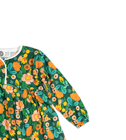 Çocuk Pamuk Kumaş Baskılı Fırfırlı Elbise ve Saç Bandı