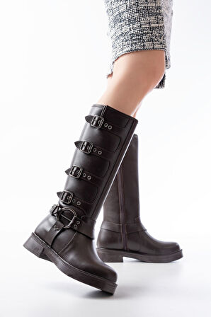 02-346 Kahverengi Düz Topuklu Günlük Kadın Binici Çizme - kopya - kopya