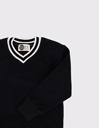 Çocuk V Yaka Triko Yaka Selanik Kumaş Sweat