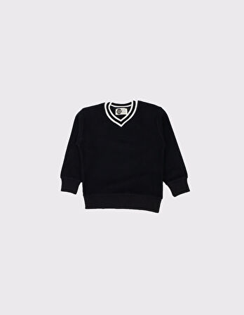 Çocuk V Yaka Triko Yaka Selanik Kumaş Sweat