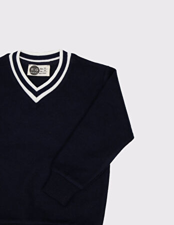 Çocuk V Yaka Triko Yaka Selanik Kumaş Sweat