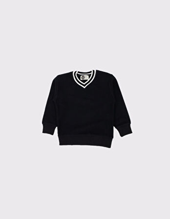 Çocuk V Yaka Triko Yaka Selanik Kumaş Sweat