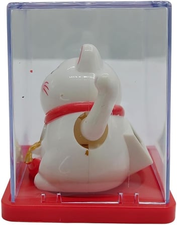 Maneki Neko El Sallayan Mini Şans Kedisi Beyaz Solar Güneş Enerjili 5x5cm Y5BYZ05