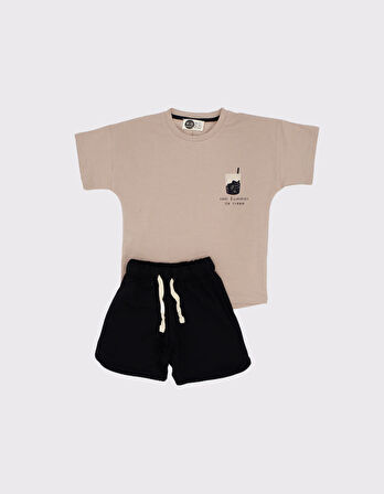 Unisex Çocuk %100 Cotton Tshirt Şort Pamuklu Takım