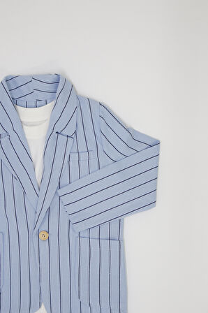 Keten Çizgili Çocuk Takım Elbise