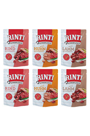 Rinti Pouch 3 Çeşit Karma Köpek Yaş Mama 400 Gr. X 6 Adet