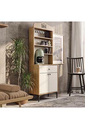 Mezza 5204 SIESTA 69CM KAHVE KÖŞESİ ÇOK AMAÇLI DOLAP 2 KAPAKLI 1 ÇEKMECELİ KİLER MUTFAK DOLABI SEPET-BEYAZ