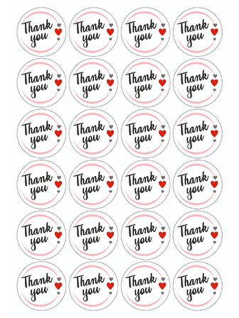 DeepCraft ThankYou Sticker Folyo Etiket Ambalaj Paketleme Etiketi - 4x4 Cm 90 Adet 