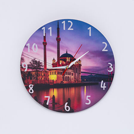 DeepCraft Dekoratif Ahşap Duvar Saati Salon,Ofis,Büro,Ev Şık Tasarım- İstanbul Manzara