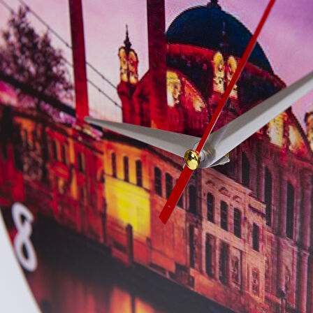 DeepCraft Dekoratif Ahşap Duvar Saati Salon,Ofis,Büro,Ev Şık Tasarım- İstanbul Manzara