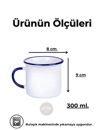 DeepCraft Best Quality Enamel Mavi Kulp Kupa Yılbaşı,Sevgililer Günü, Hediyelik Kupa 300ML