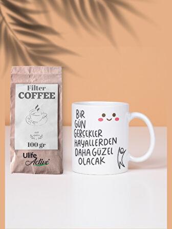 DeepCraft Eğlenceli Güzel Sözler Kupa Hediyelik Kupa 300ML - 100gr. Filtre Kahve Hediyeli!