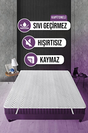 Vavey Kapitoneli Fitted 160 x 200 Su Geçirmez Alez Beyaz