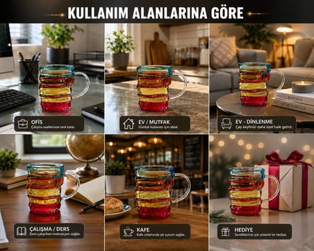 Kitap Figürlü Cam Kupa Bardak Latte, Filtre Kahve, Çay ve Meşrubat