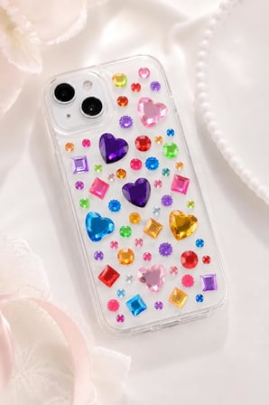 Taş Sticker Karışık Renkli Kalpli Yapışkanlı Saç, Yüz, Vücut, Tırnak Ve Pasta Süs Taşı Yılbaşı Işıltılı