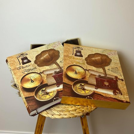 Rabsev Rs21 Fotoğraf Albümü 10x15cm 600 Lük Gramafon Desenli Kutulu Yatay Dikey Modeli