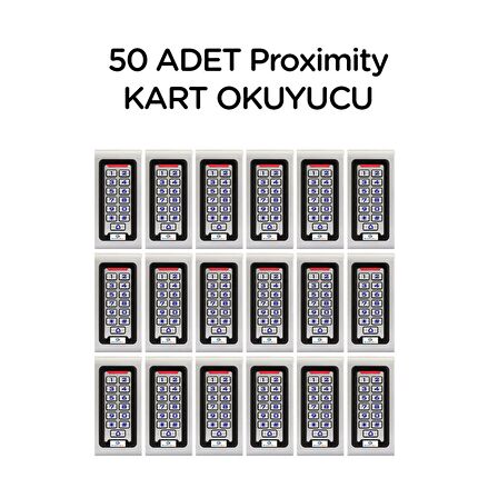 50 Adet SARKEY SR-200 Metal, Dış Ortam (IP68), Stand Alone, Şifreli, Proxmty Kart Okuyucu (125 Khz)