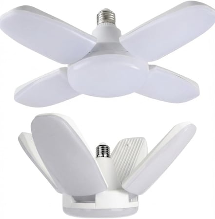 30 Watt 4 Kollu Pervane Led Ampul, Katlanabilir Fan Tipi Tavan Lambası, 6500K Beyaz Işık, 3250 Lümen, E27 Duy Uyumlu, Enerji Tasarruflu Atölye ve Oda Aydınlatması