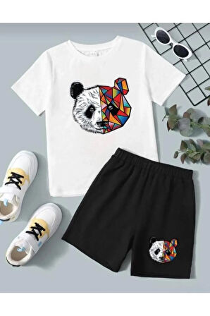 Panda Baskılı Kız/erkek Çocuk Şort Takım