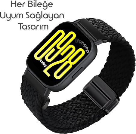 Örgü Loop Kumaş Kordon Xiaomi ile Uyumlu Redmi Watch 5 Active/Redmi Watch 5 Lite/Watch 2/2Pro/S3/S1/S1Pro/S1 Active İçin Manyetik Tokalı Terlemeye Karşı Elastik Kumaş Kayış