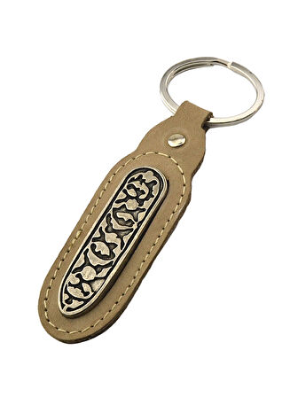 Kafkas Çerkes Desenli Anahtarlık Gerçek Deri