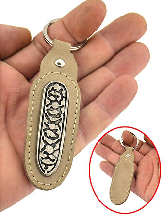 Kafkas Çerkes Desenli Anahtarlık Gerçek Deri