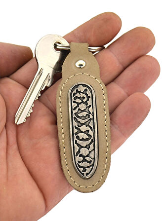 Kafkas Çerkes Desenli Anahtarlık Gerçek Deri