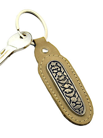 Kafkas Çerkes Desenli Anahtarlık Gerçek Deri