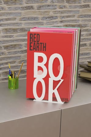 Dekoratif Beyaz Book Yazı Tasarımlı Kitap Tutucu Desteği Metal Kitap Tutucu (İkili Set) MK3B