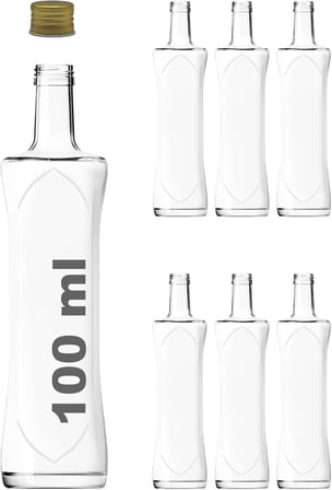 100 ml Şeffaf Piramit Sosluk 100 cc Kapaklı Kavisli Cam Şişe 6 Adet (Siyah (Plastik))