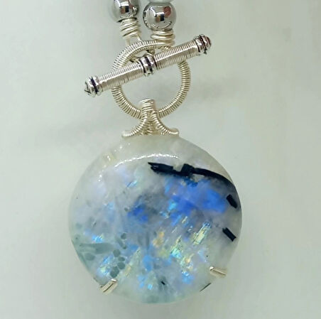 2419 Ay taşı Akik düğümlü el yapımı kolye