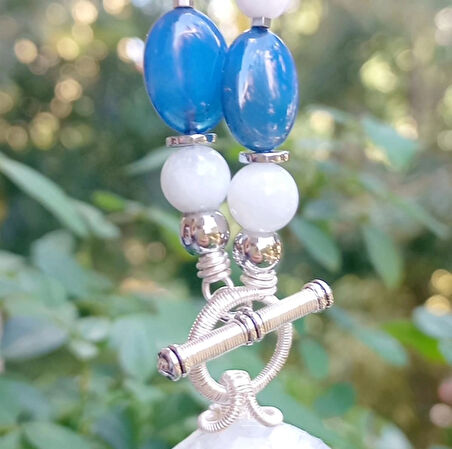 2419 Ay taşı Akik düğümlü el yapımı kolye