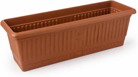Kemer Balkon Saksısı, Dikdörtgen Plastik Saksı, Kahverengi, Geniş Hazneli, Çiçeklik (50 cm-9,5 L)