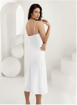 Cecimer Ip Askılı Uzun Jüpon Mb1040-by, Beyaz, L/XL