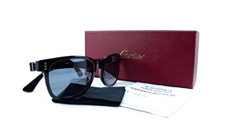 CARTIER  MILES 5243718 54  Unisex SİYAH Köşeli Çerçeve Güneş Gözlüğü