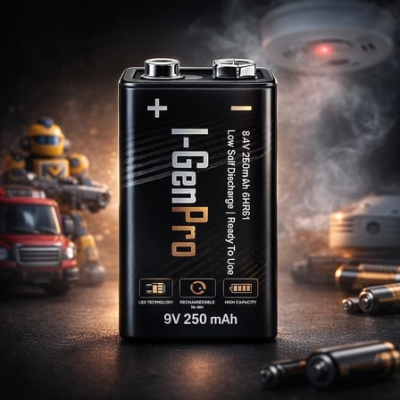 Batteries Pro 6HR61 9V 250 Mah Şarj Edilebilir 9 Volt Pil Ni-MH Şarjlı Pil (2'li Paket)