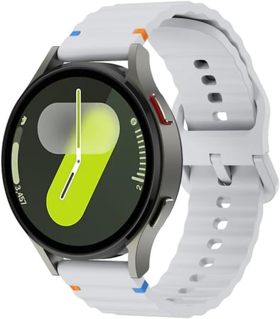 Samsung Galaxy Watch 7 40 mm / 44 mm/FE 40 mm İle Uyumlu Dalgalı Dikiş Detaylı Silikon Saat Kordonu Gri 44 mm