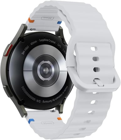 Samsung Galaxy Watch 7 40 mm / 44 mm/FE 40 mm İle Uyumlu Dalgalı Dikiş Detaylı Silikon Saat Kordonu Gri 44 mm