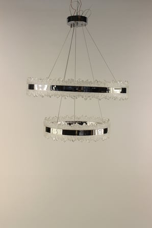 Lüks Krom 2li Kristal Buz Sarkıtı Tasarım Modern Halka Serisi Led Avize