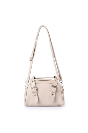 Glondy Serra Suni Deri Kemer Toka Detaylı Kadın Omuz Çantası Vizon 22x14 cm