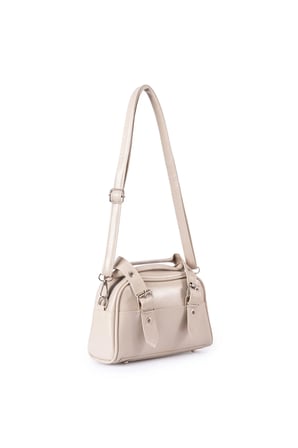 Glondy Serra Suni Deri Kemer Toka Detaylı Kadın Omuz Çantası Vizon 22x14 cm