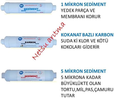 Ocean,Hyundai,Ortimax,Uğur,Thomas Uyumlu ve Tüm Kapalı Kasa su arıtma cihazı filtresi,5 li Filtre seti