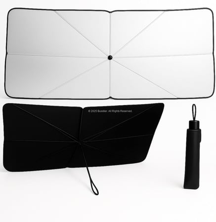 Katlanabilir Şemsiye Tipi Araba Ön Cam Güneşliği, 140 x 80 cm, UV Koruma, Isı Yalıtımı, Tüm Araçlarla Uyumlu, Taşınabilir ve Kolay Kurulumlu